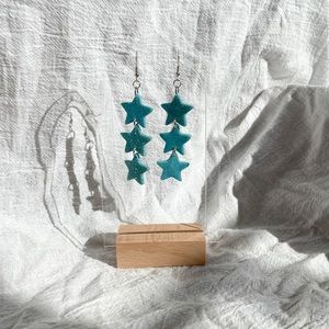 Light Blue with Silver Flecks Falling Star Earrings